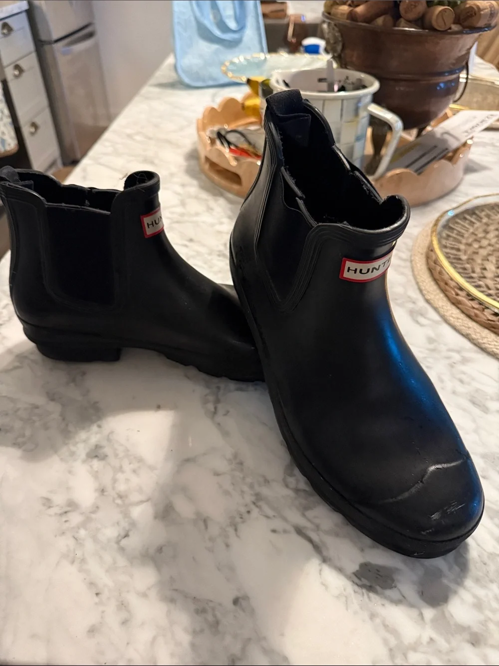 Hunter Short Black Chelsea Rain Boots
